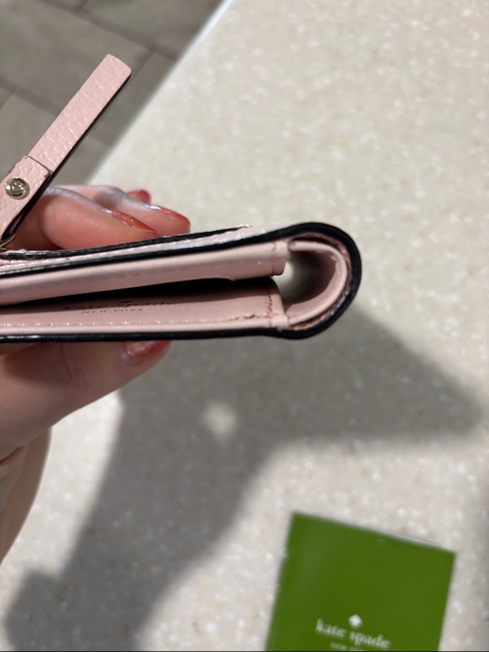 kate spade pale pink pebbled wallet with gold plaque - Picture 12 of 13